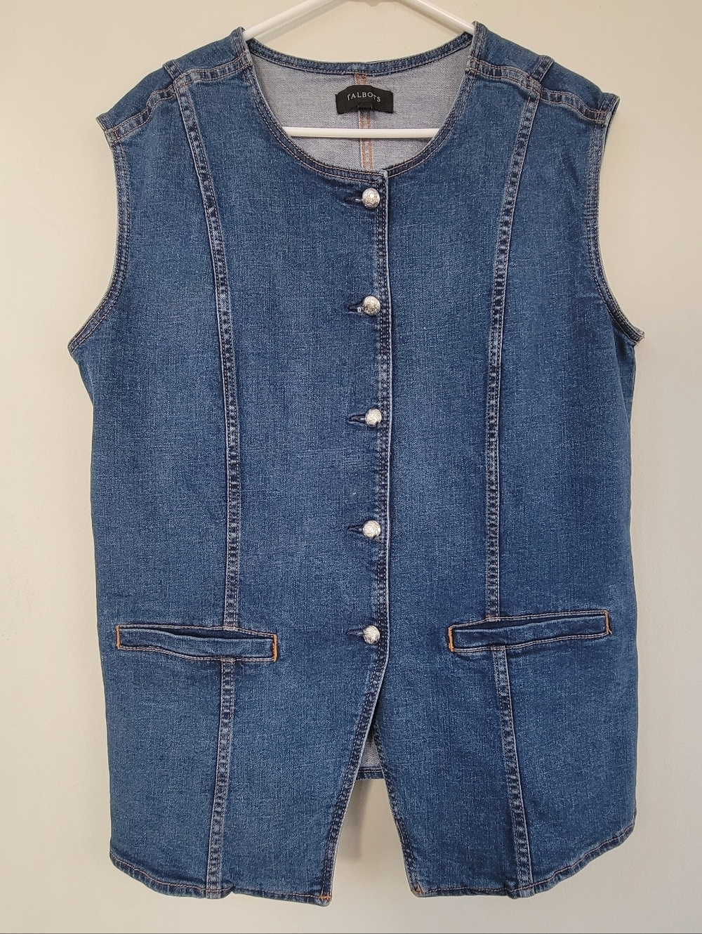 Talbots Denim Vest Women's Size 16 Western Cowgirl Minimal Old Money Office Boho